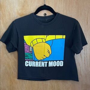 Current Mood Black Graphic Crop Top